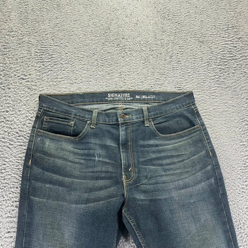 Signature By Levi's S61 Jeans Mens 38x34 Blue Cotton Denim Straight Relaxed Fit
